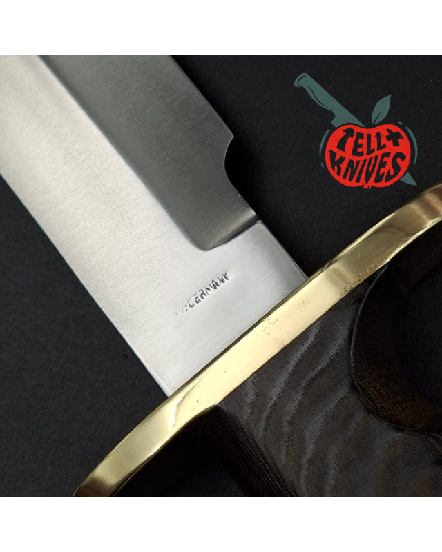 Randall Made Knives Vietnam Era Solingen Model 14 7.5 Humpback forged stainless steel green micarta handle brass hilt