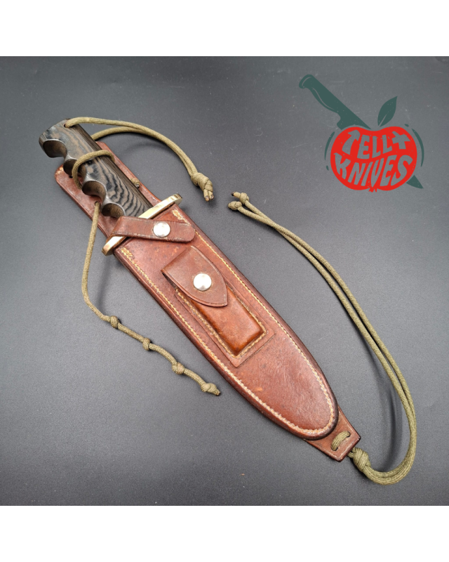 Randall Made Knives Vietnam Era Solingen Model 14 7.5 Humpback forged stainless steel green micarta handle brass hilt