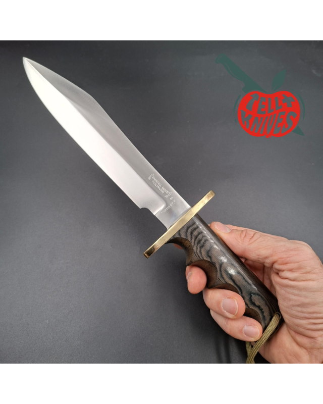 Randall Made Knives Vietnam Era Solingen Model 14 7.5 Humpback forged stainless steel green micarta handle brass hilt