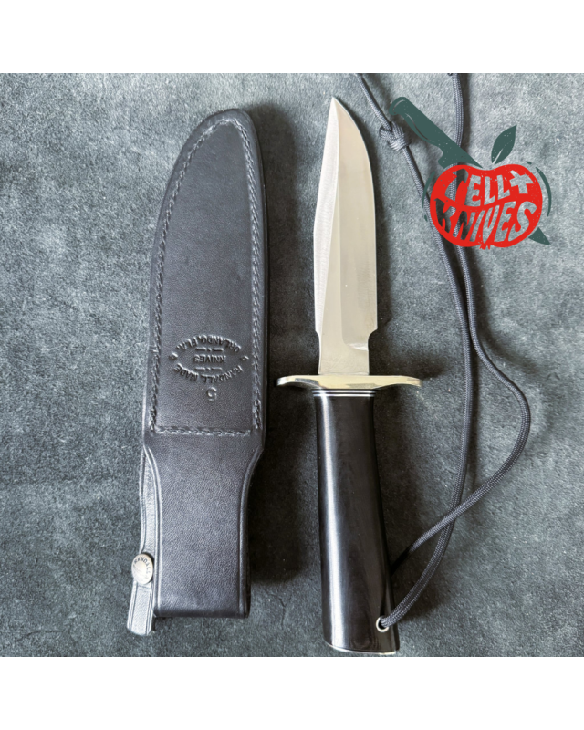 Randall Made Knives Model 1-5 stainless steel blade black micarta handle black leather sheath