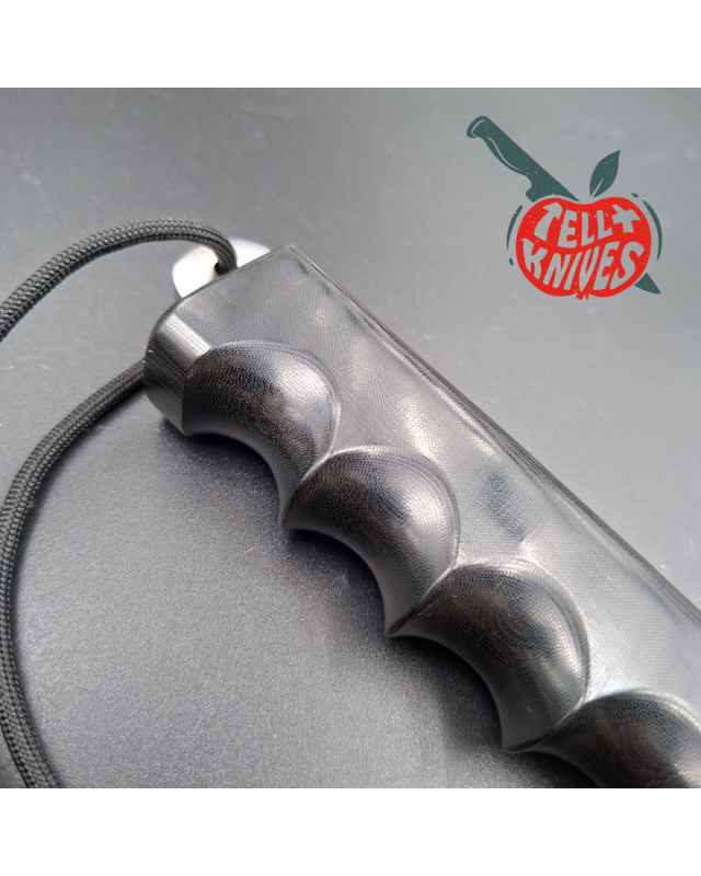 Randall Buxton Fighter Full Tang forged Stainless steel nickel silver forward curved hilt black micarta handle signed sheath