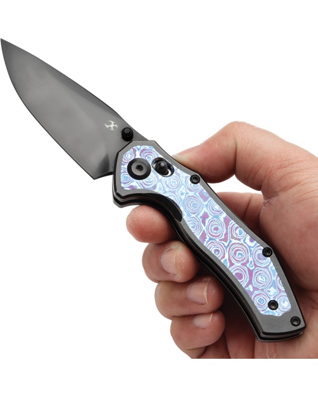 Kansept Apollo Crossbar Lock Folding Knife  CPM S35VN Steel Blue Carbon Fiber Titanium Handle
