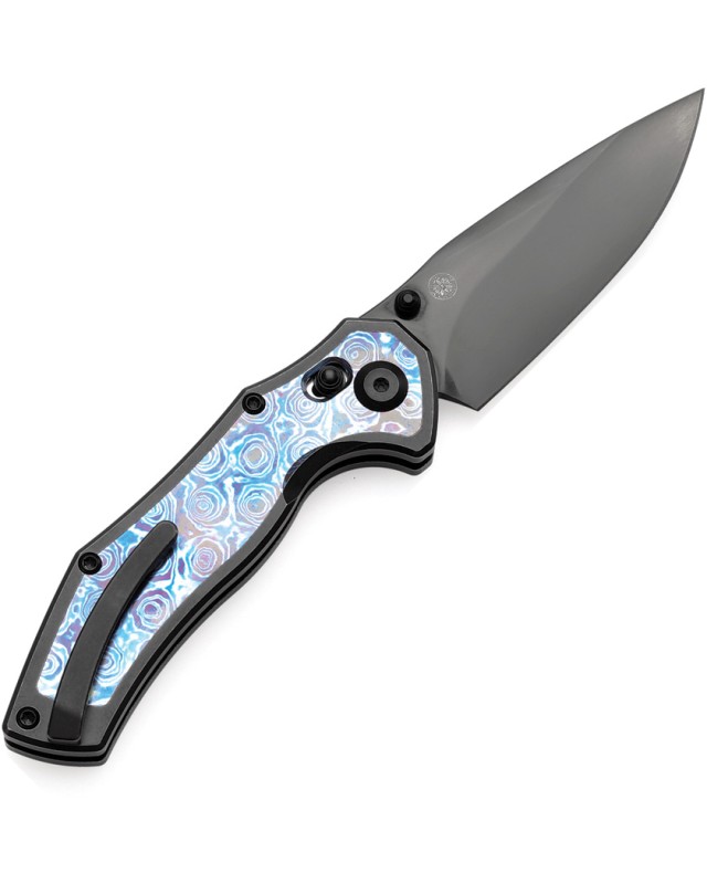 Kansept Apollo Crossbar Lock Folding Knife  CPM S35VN Steel Blue Carbon Fiber Titanium Handle