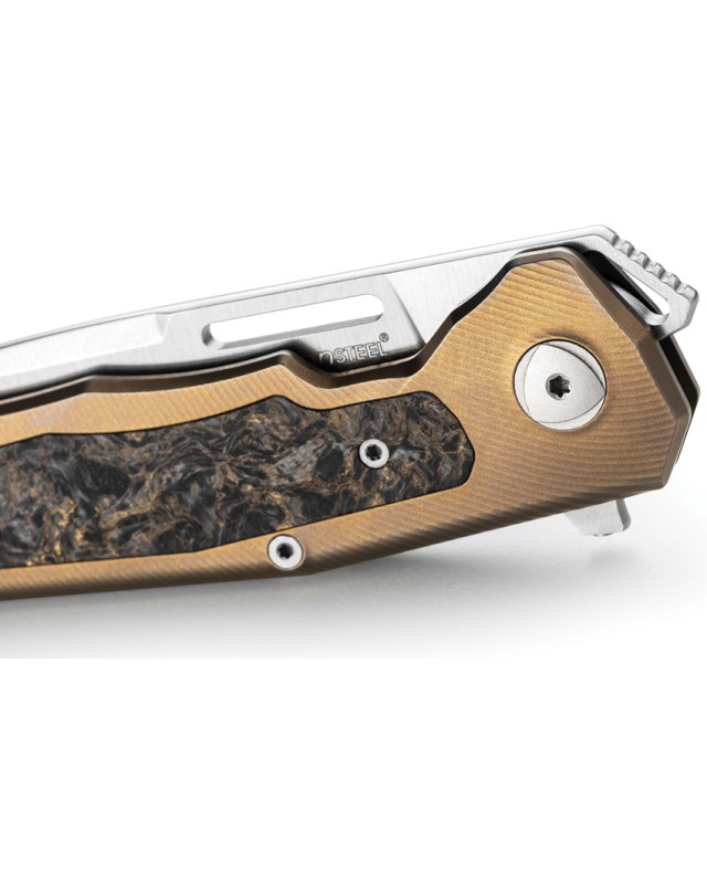 LionSteel Q4TTRO Folding Knife  CPM-MagnaCut Steel Braun Micarta Titanium Handle