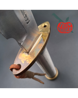 Randall Made Knives Vintage 80ies Model 18 7.5 Attack Survival forged carbon steel tubular handle brass guard brown leather