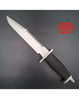 Gerber Basic Multi Function (BMF) Saw back survival knife 440 stainless steel gray finish blade black Hypalon handle Cordura