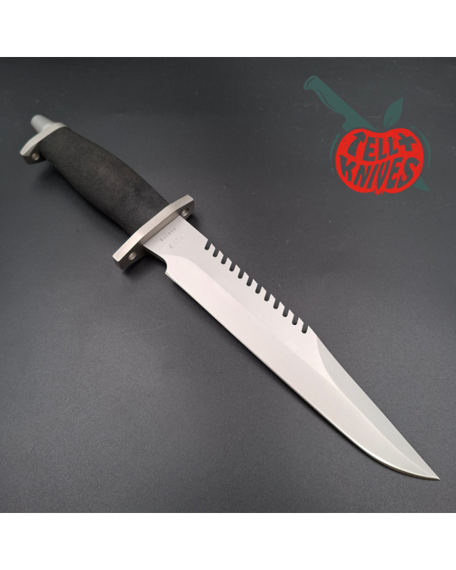 Gerber Basic Multi Function (BMF) Saw back survival knife 440 stainless steel gray finish blade black Hypalon handle Cordura