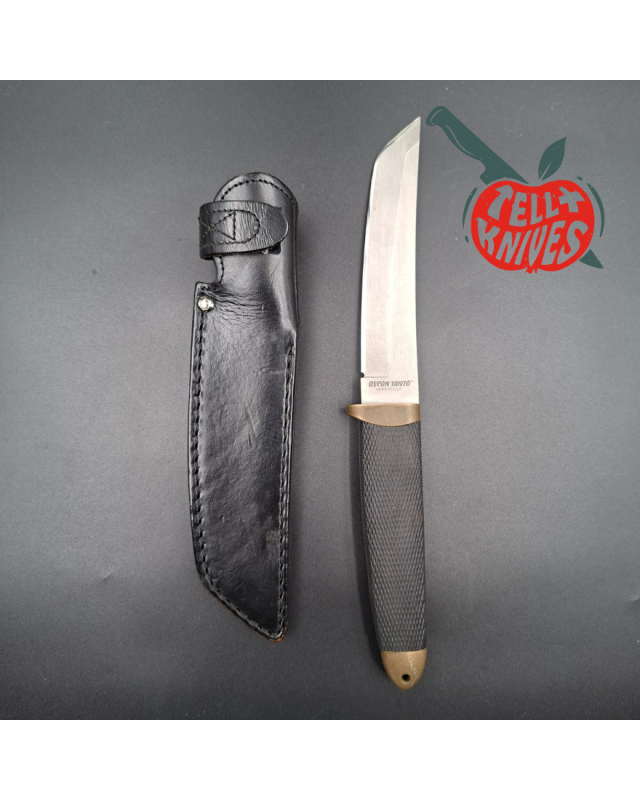 Cold Steel Vintage Recon Tanto 1986/87 Made in USA stainless steel gray finish Tanto blade black Kraton handle black leather