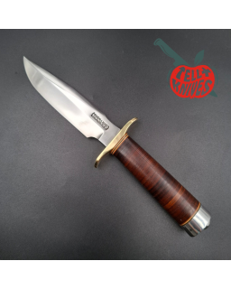 Randall Made Knives Vintage 80ies Model 1-5 forged carbon steel stacked leather handle brown leather sheath