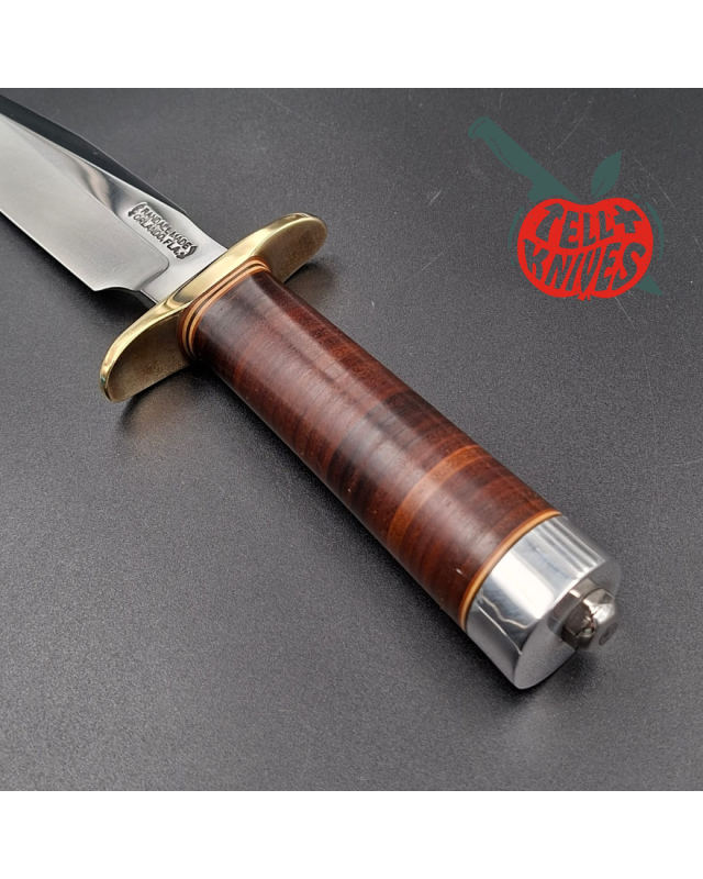 Randall Made Knives Vintage 80ies Model 1-5 forged carbon steel stacked leather handle brown leather sheath