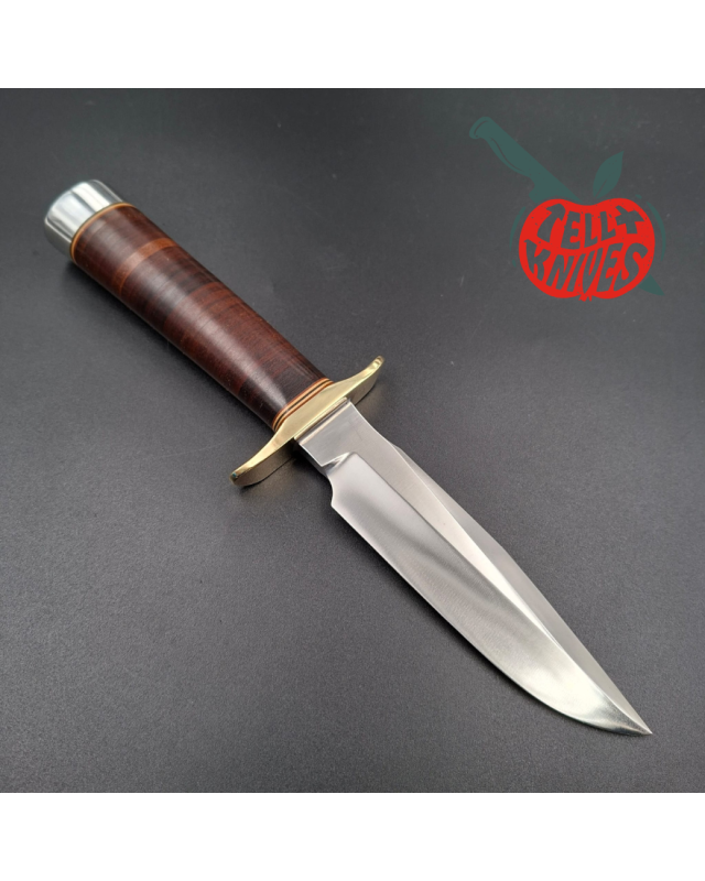 Randall Made Knives Vintage 80ies Model 1-5 forged carbon steel stacked leather handle brown leather sheath