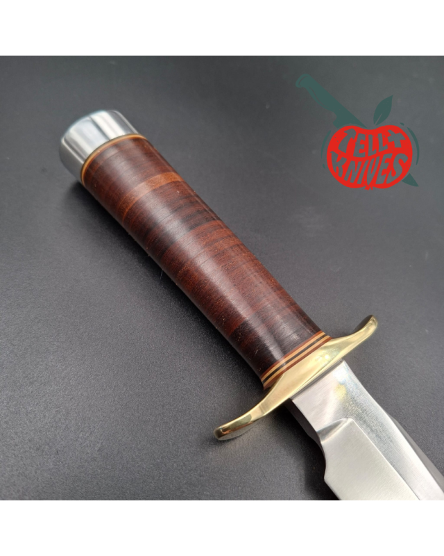 Randall Made Knives Vintage 80ies Model 1-5 forged carbon steel stacked leather handle brown leather sheath