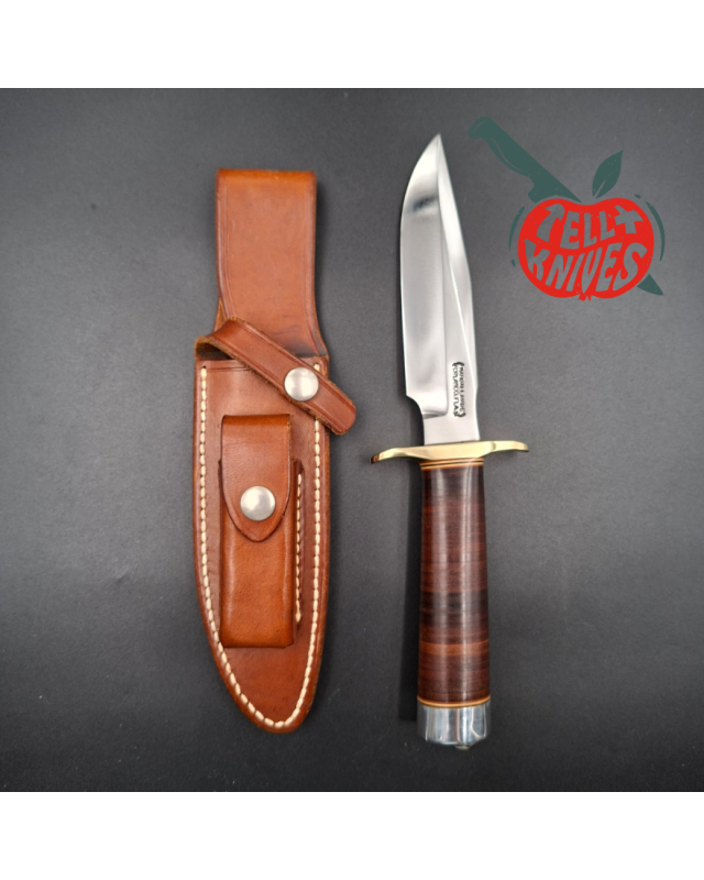 Randall Made Knives Vintage 80ies Model 1-5 forged carbon steel stacked leather handle brown leather sheath