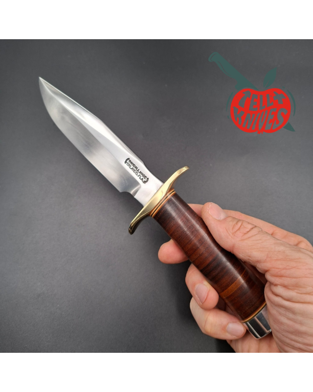 Randall Made Knives Vintage 80ies Model 1-5 forged carbon steel stacked leather handle brown leather sheath