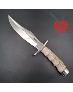 Randall Made Knives Model 12 - 8 Bear Bowie forged stainless steel 4 fingers grip stag handle Nickel Silver guard Duralumin