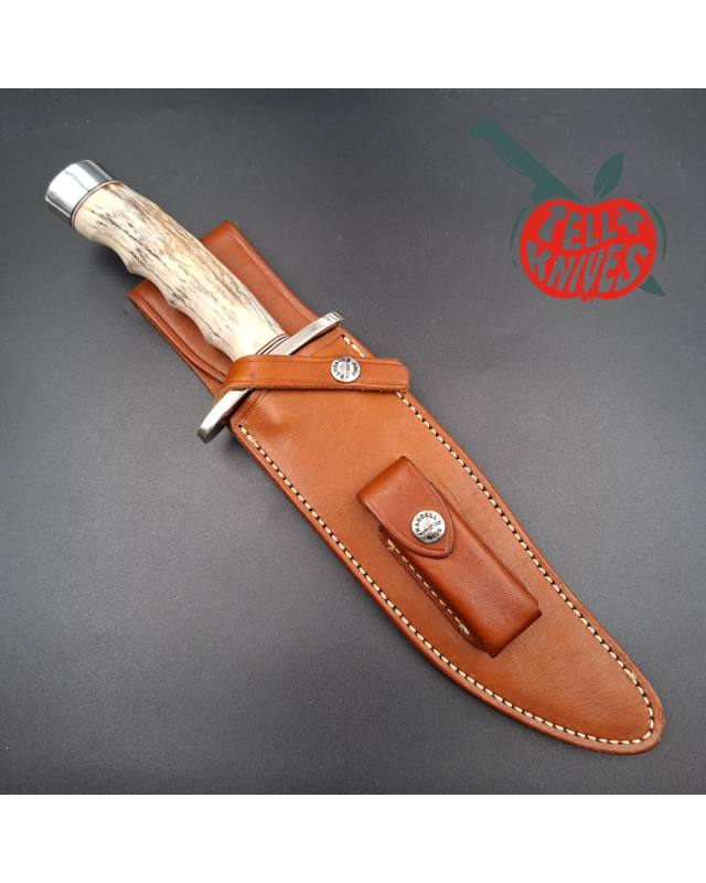 Randall Made Knives Model 12 - 8 Bear Bowie forged stainless steel 4 fingers grip stag handle Nickel Silver guard Duralumin