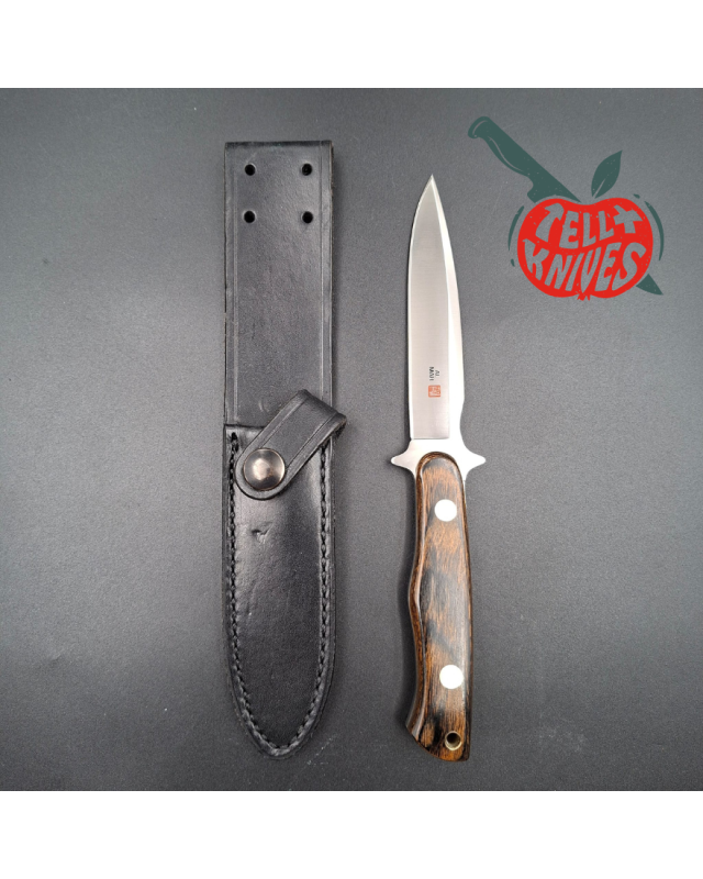 Al Mar Knives Vintage 8601 Sidekick AUS-6A stainless steel wood handle black leather sheath SEKI Japan