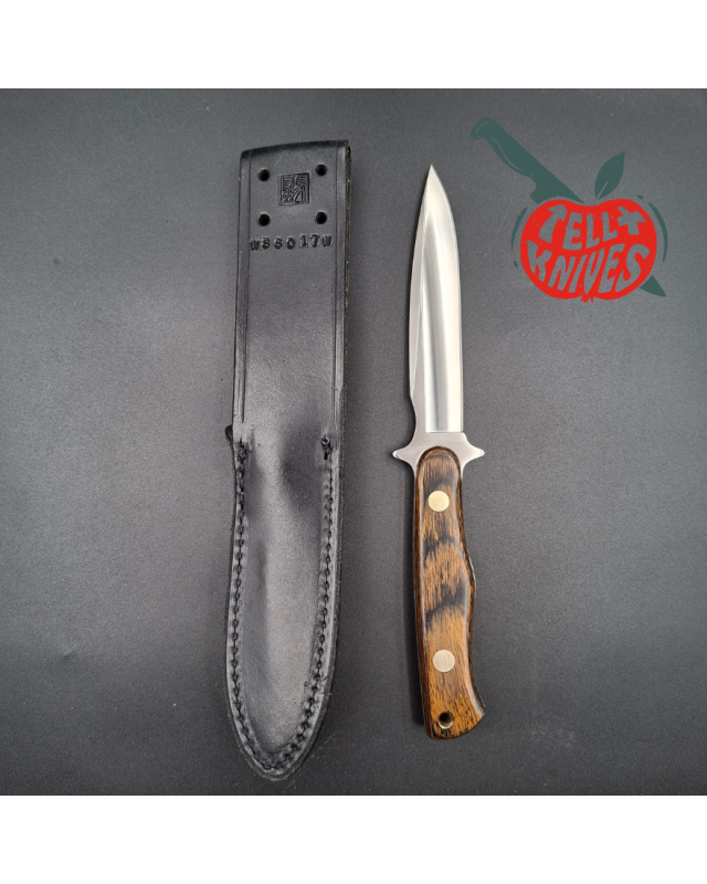 Al Mar Knives Vintage 8601 Sidekick AUS-6A stainless steel wood handle black leather sheath SEKI Japan