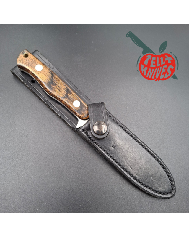 Al Mar Knives Vintage 8601 Sidekick AUS-6A stainless steel wood handle black leather sheath SEKI Japan