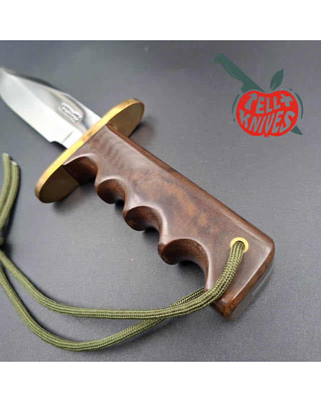 Randall Made Knives 1988-1992 Vintage Model 15 Airman forged carbon steel brown micarta four fingers grip handle brass guard