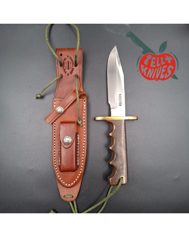 Randall Made Knives 1988-1992 Vintage Model 15 Airman forged carbon steel brown micarta four fingers grip handle brass guard