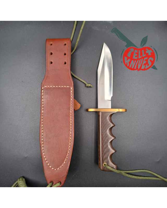 Randall Made Knives 1988-1992 Vintage Model 15 Airman forged carbon steel brown micarta four fingers grip handle brass guard