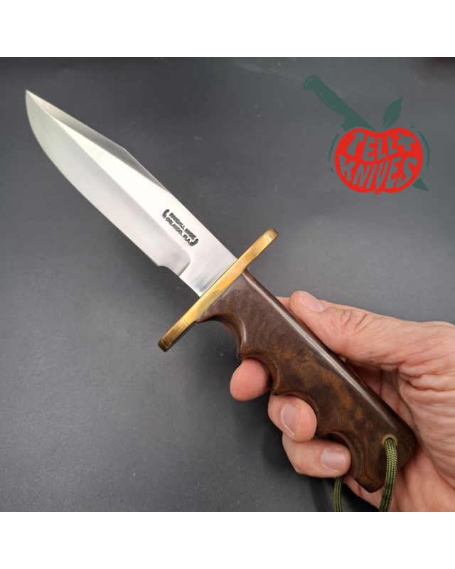 Randall Made Knives 1988-1992 Vintage Model 15 Airman forged carbon steel brown micarta four fingers grip handle brass guard