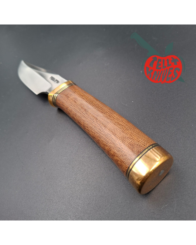 Randall Made Knife Stanaback Special NASA stainless steel blade brass guard and pommel brown canvas micarta handle black