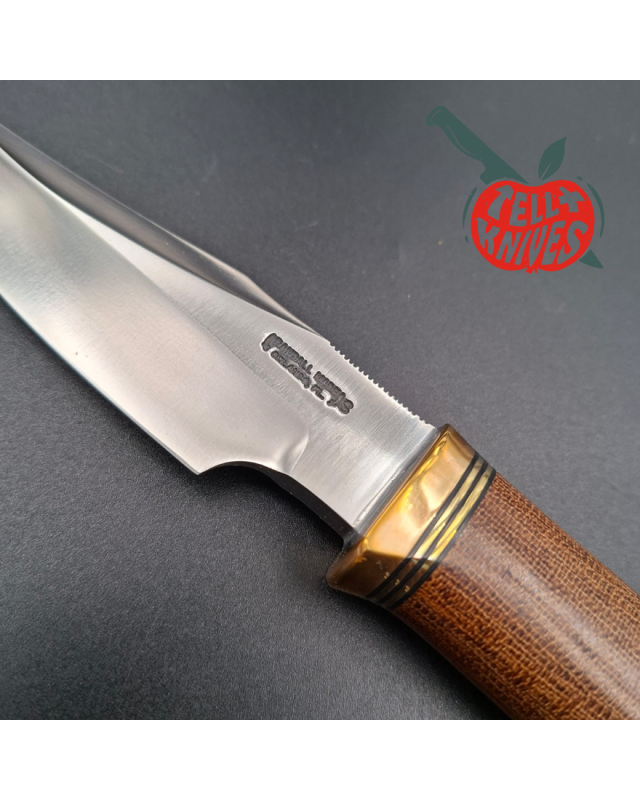 Randall Made Knife Stanaback Special NASA stainless steel blade brass guard and pommel brown canvas micarta handle black