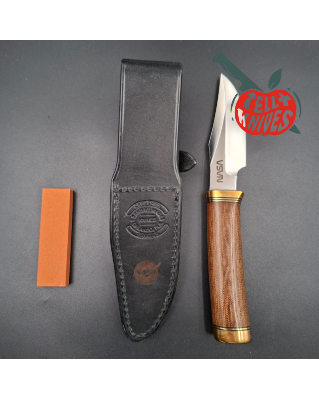 Randall Made Knife Stanaback Special NASA stainless steel blade brass guard and pommel brown canvas micarta handle black