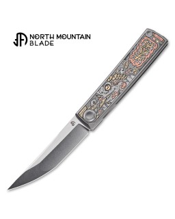 North Mountain Blade KAIKEN The "Golden Toad" Custom Folder M390 Steel Linerlock Titanium handle