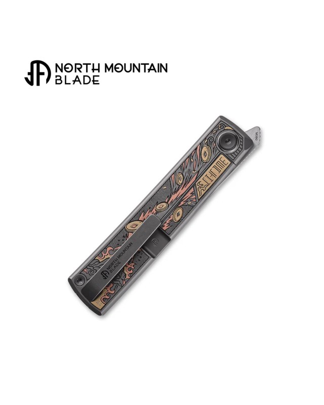 North Mountain Blade KAIKEN The "Golden Toad" Custom Folder M390 Steel Linerlock Titanium handle