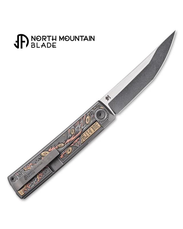 North Mountain Blade KAIKEN The "Golden Toad" Custom Folder M390 Steel Linerlock Titanium handle