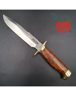 Randall Made Knives Model 1-7 forged stainless steel sawteeth blade brass guard and pommel thuya wood handle
