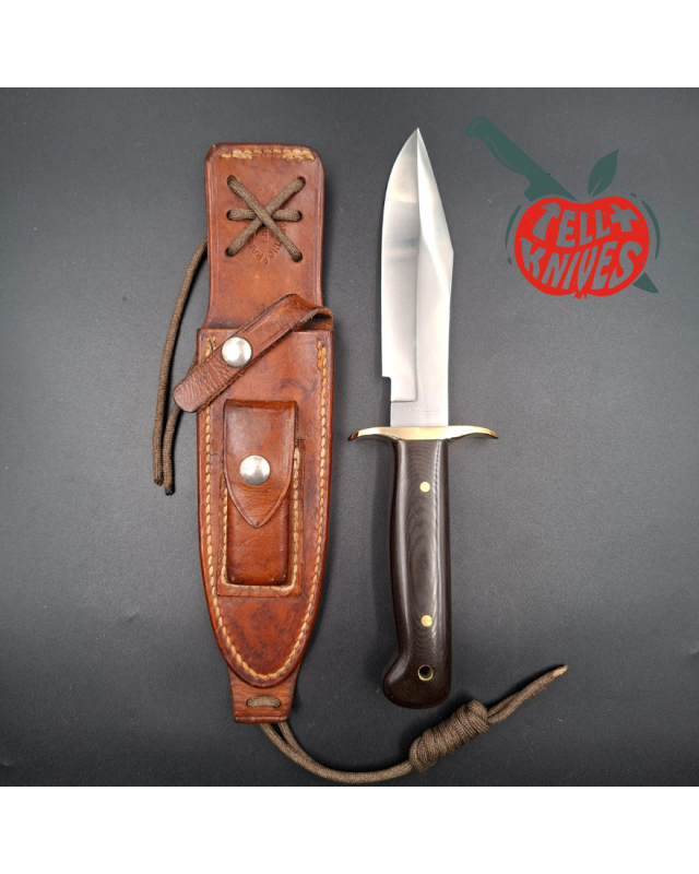 Randall Made Knives Vietnam Era Solingen Model 15 Airman Kit Knife Humpback Blade full tang forged stainless steel brown micarta