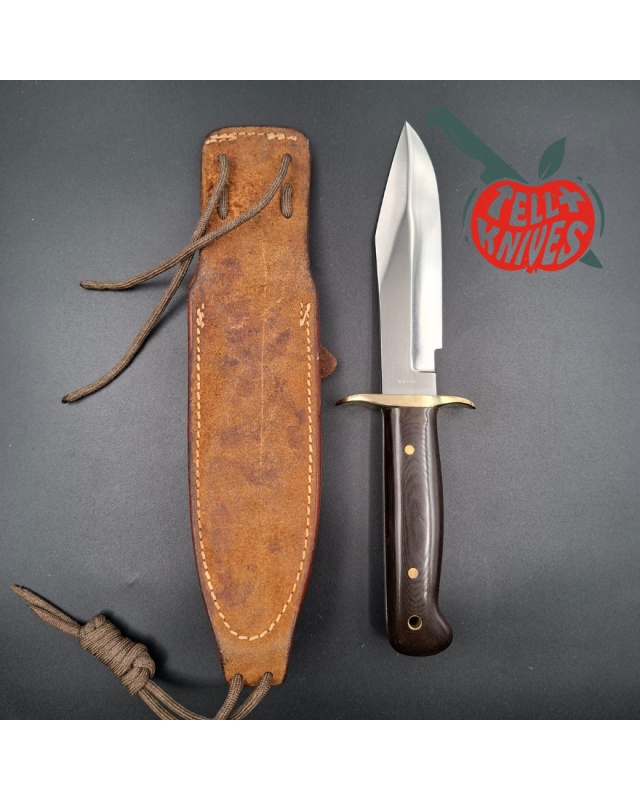 Randall Made Knives Vietnam Era Solingen Model 15 Airman Kit Knife Humpback Blade full tang forged stainless steel brown micarta