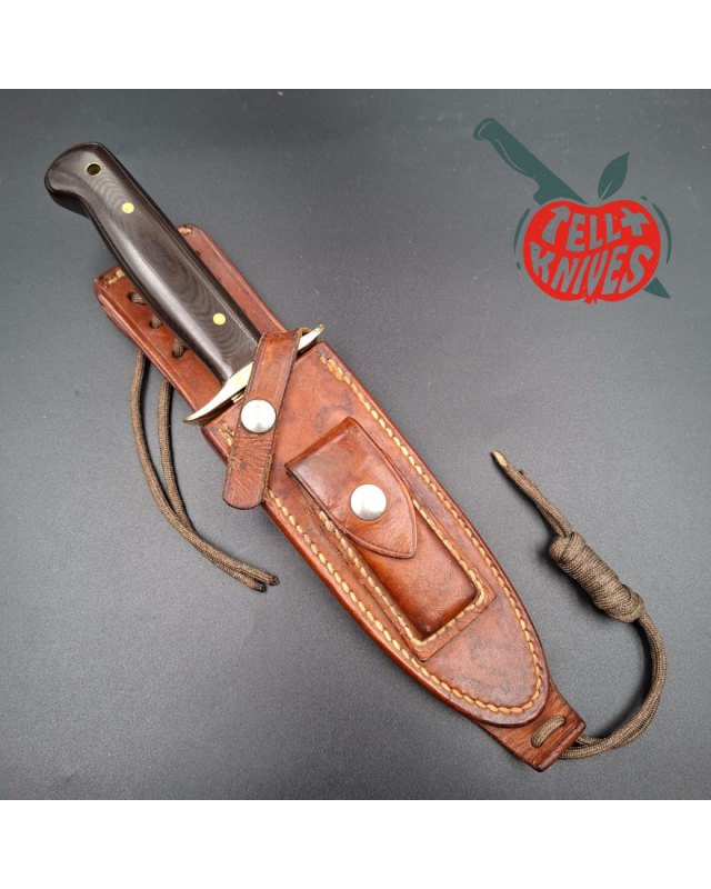 Randall Made Knives Vietnam Era Solingen Model 15 Airman Kit Knife Humpback Blade full tang forged stainless steel brown micarta