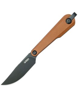 Kubey Yag Fixed Blade 14C28N blackwash stainless steel brown micarta handle black kydex sheath