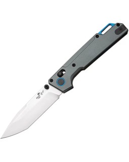 Bear & Son Nekama I folding knife14C28N stainless steel satin finish blade Grey Aluminium handle crossbar lock