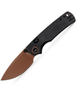 Vosteed Porcupine Top 14C28N Sandvik steel Copper Dune Finish Blade Black micarta handle Linerlock Stud