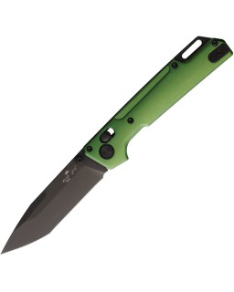 Bear & Son Nekama I folding knife14C28N stainless steel black finish Tanto blade Bomber Green Aluminium handle crossbar
