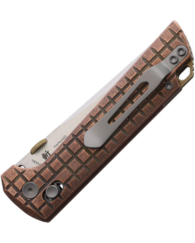 North Mountain Blade Chop2  Forged 5-Layer Copper-Clad Steel Blade Crossbar Lock Frag Pattern Copper Handle