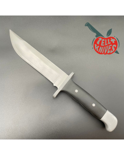 Vintage Buck 124 Frontiersman Fixed Blade Full Tang 420HC Steel Integral Sand Blasted Black Micarta Handle Black Leather