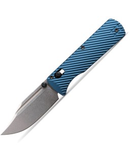 VOSTEED Vombat Bowie shape blade M390 premium steel stonewash finish Crossbar Lock blue Aluminum Handle A4108
