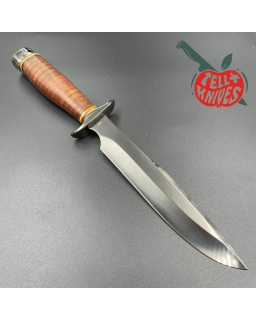 SOG Agency AUS-8 steel TiNi finish blade stacked leather handle black leather sheath