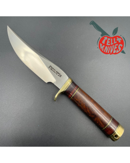Randall Made Knives Model 27 Trailblazer forged stainless steel stacked leather and ironwood handle brass guard and pomm