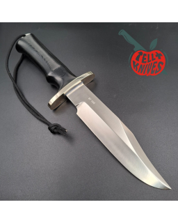 Randall Buxton Fighter Full Tang Stainless steel nickel silver forward curved hilt black micarta handle black leather sh