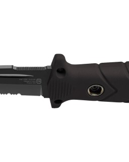 TB Outdoor Le Vengeur Tanto serrated fixed blade MOX steel black finish PA6 handle black kydex sheath