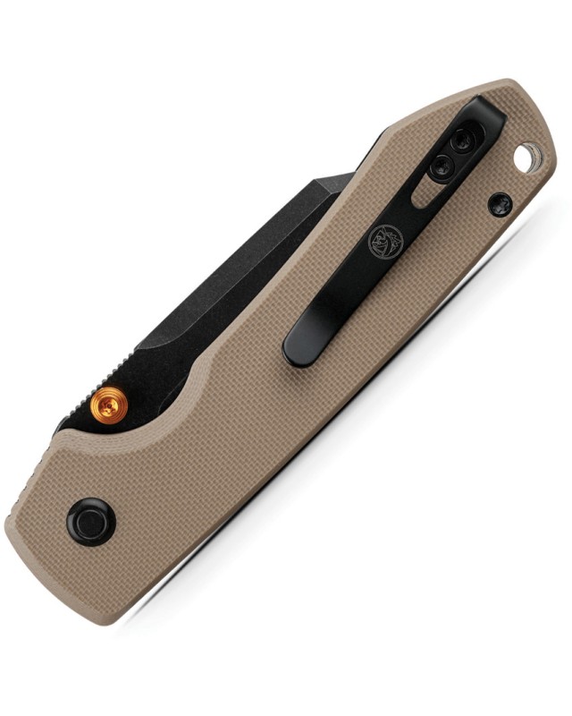 Vosteed Raccoon Top Linerlock Black Stonewash 14C28N Sandvik Steel Blade Sand G10 Handle