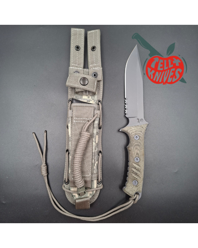 Chris REEVE Harsey Pacific fighting knife S35VN stainless steel DLC grey finish canvas micarta handle balistic camo Cordura